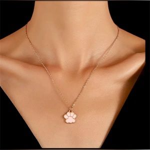 Dog/Cat paw gold 20” necklace choice of color NWT